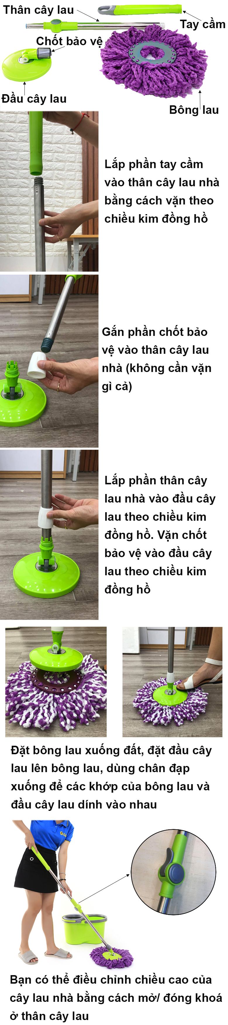 Hướng dẫn cách lắp cây lau nhà