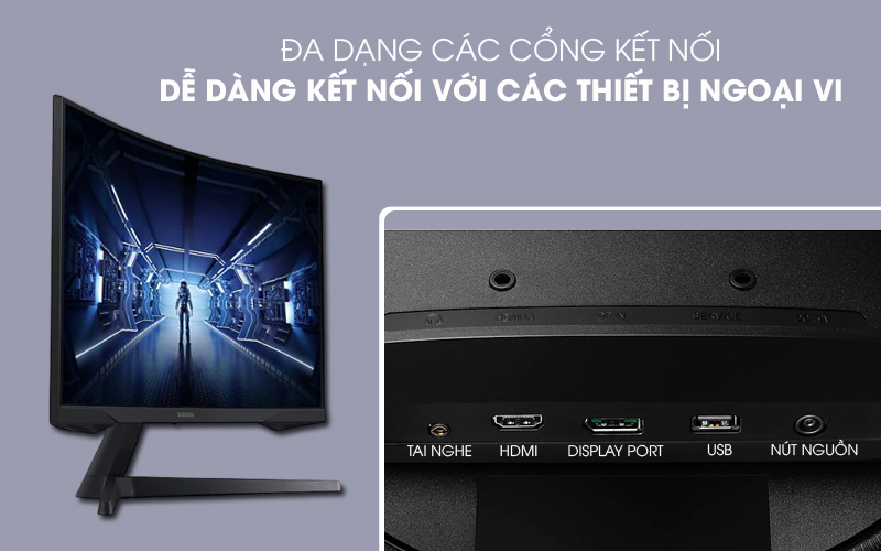 Các cổng kết nối - LCD Samsung Gaming 27 inch WQHD 144Hz 1ms/HDR10 (LC27G55TQWEXXV)