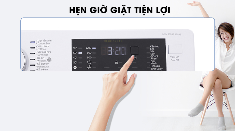 Hẹn giờ giặt tiện lợi - Máy giặt Beko inverter 9 kg WMY 91283 PTLB2