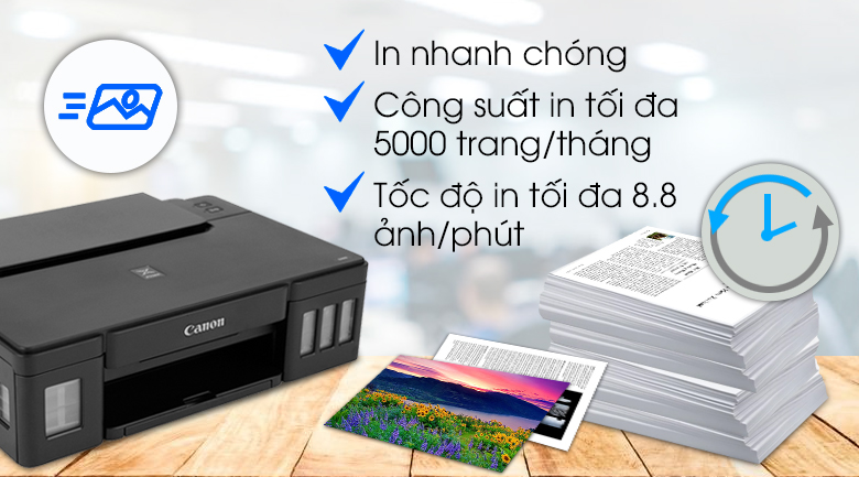 Máy in phun màu đơn năng Canon PIXMA G1010 - Tốc độ in mạnh mẽ