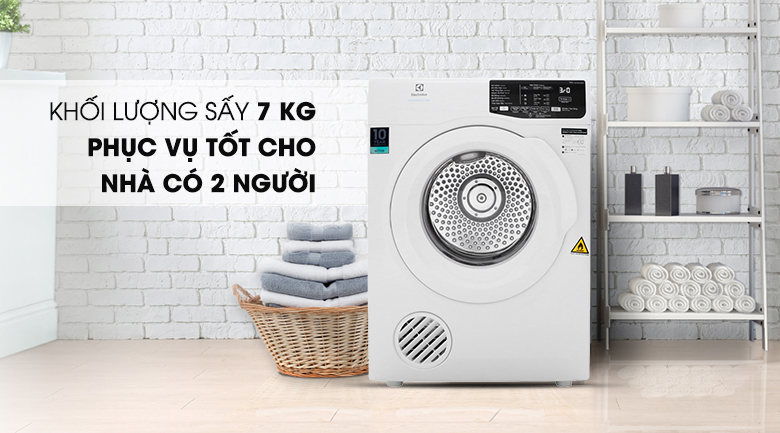 Khối lượng sấy 7 kg - Máy sấy Electrolux 7 Kg EDV705HQWA