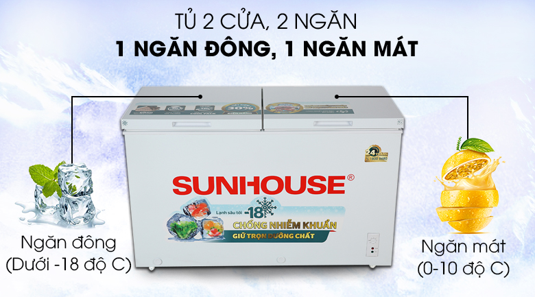 TỦ ĐÔNG SUNHOUSE 330 LÍT SHR-F2472W2 - Số ngăn