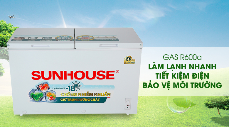 TỦ ĐÔNG SUNHOUSE 330 LÍT SHR-F2472W2 - Sử dụng gas R600a