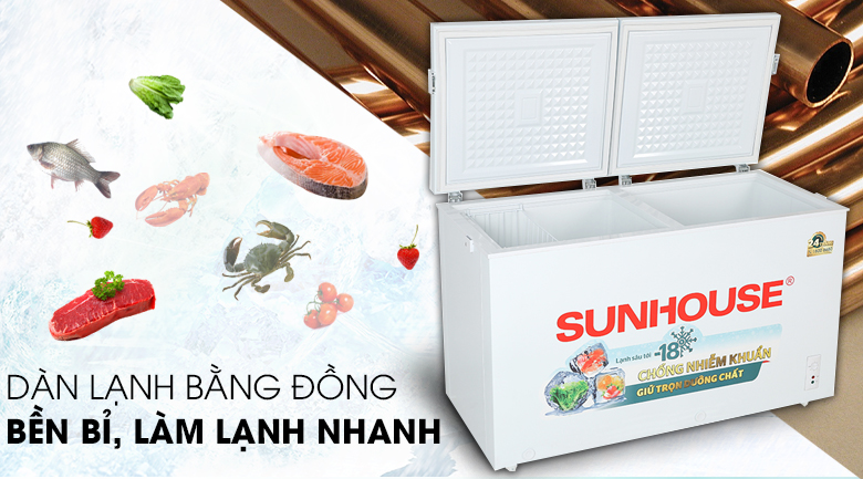 TỦ ĐÔNG SUNHOUSE 330 LÍT SHR-F2472W2 - Dàn lạnh bằng đồng