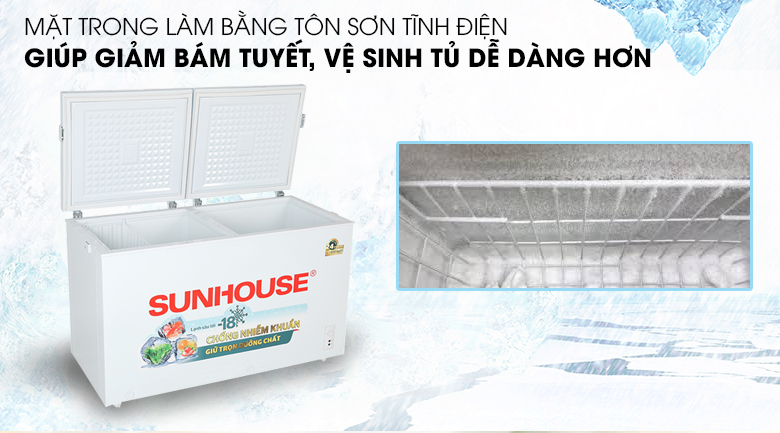 Tủ đông Sunhouse 330 lít SHR-F2472W2 - Sơn tĩnh điện mặt trong